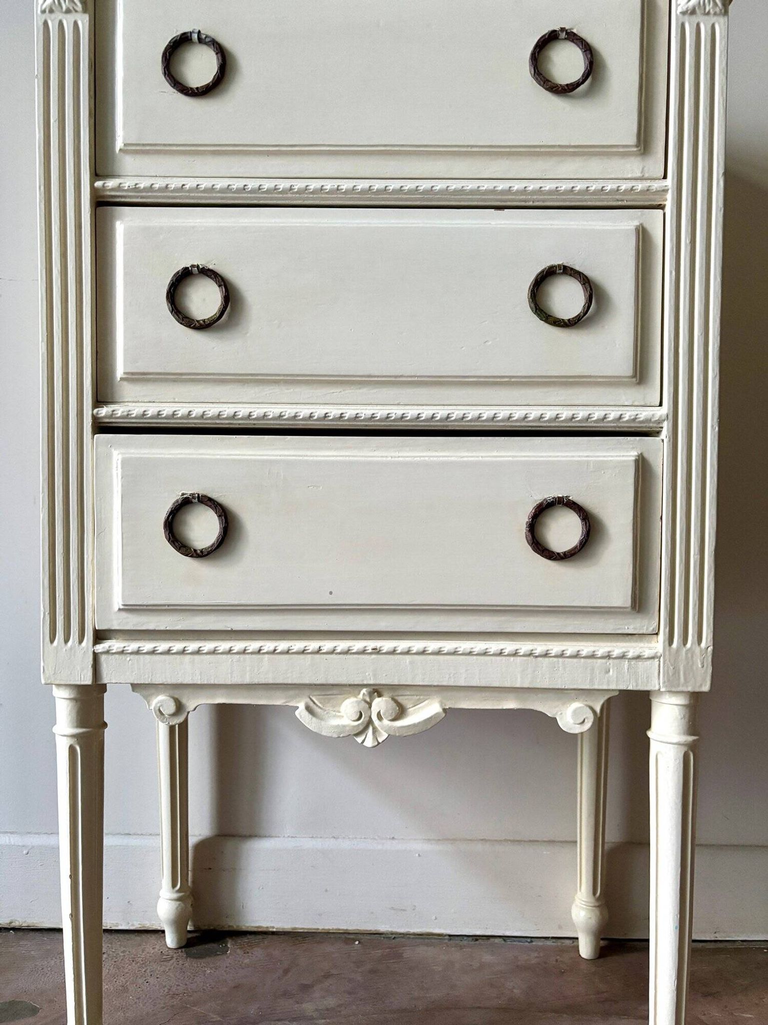 3-drawer chest of drawers in ecru wood and gray marble