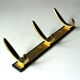 Rockabilly wall mounted metal  and brass coat rack with 3 hooks, vintage from the 1950s