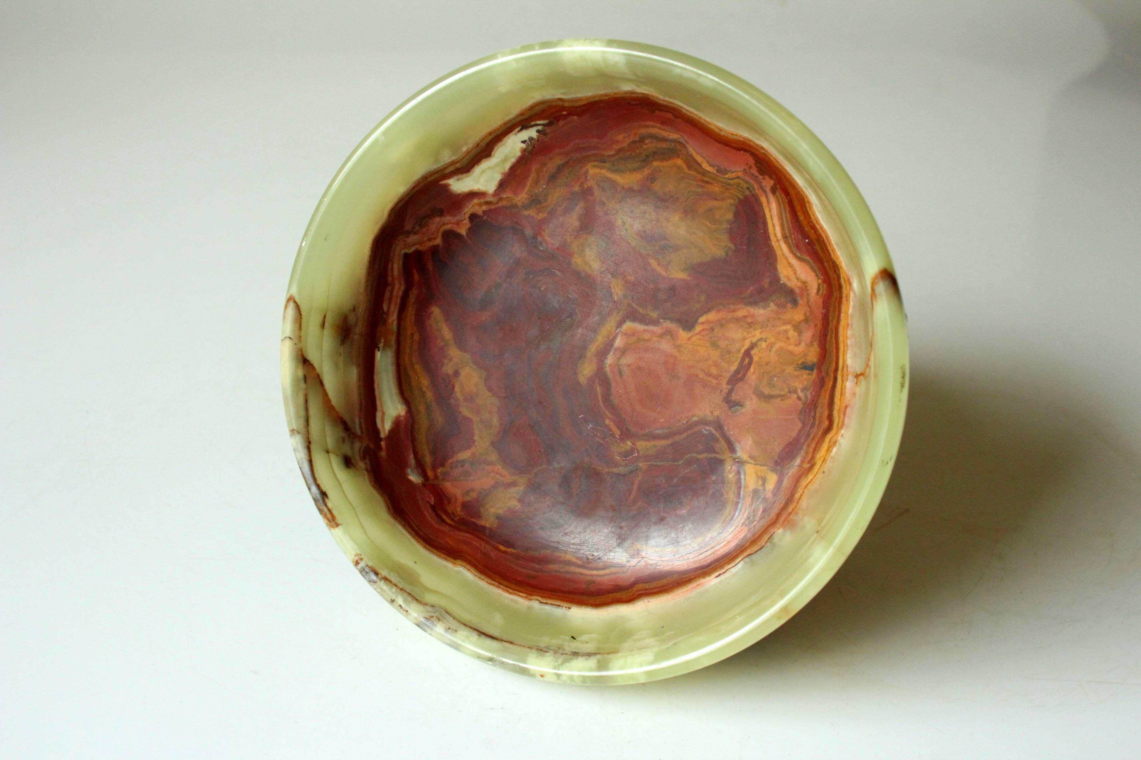 Handcarved onyx footed serving bowl, trinket bowl, vintage from the 1970s
