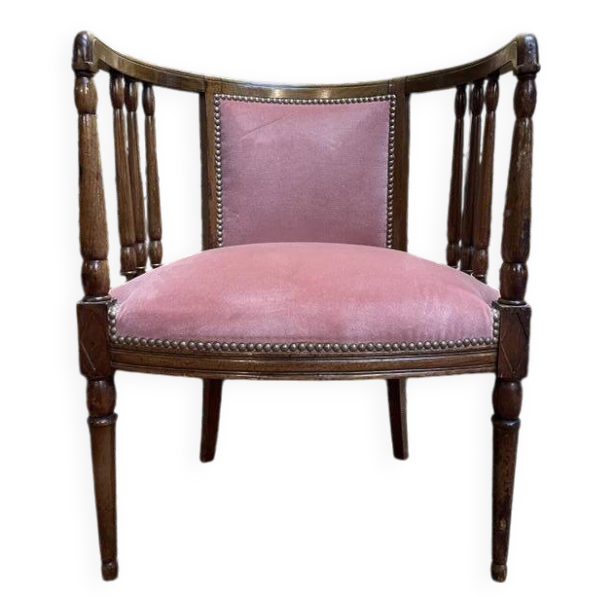 English office chair in mahogany and pink velvet