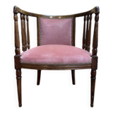 English office chair in mahogany and pink velvet