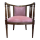 Fauteuil de bureau anglais en acajou et velours rose