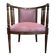 Fauteuil de bureau anglais en acajou et velours rose