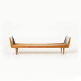 Mid-century daybed in oak and blue formica, Czechoslovakia, 1960s
