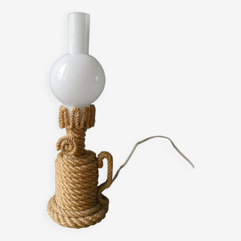 Lampe en corde et opaline, années 60