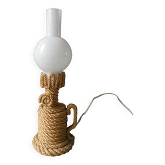 Lampe en corde et opaline, années 60