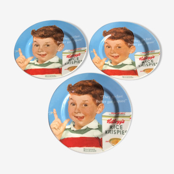 3 Kellogg's advertising dessert plates