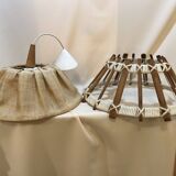 Suspension ceiling light scandinavian chandelier aka wood rope west germany rustic countryside