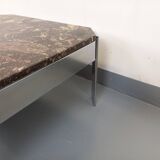 Vintage square coffee table in marble and chrome metal from the 70s