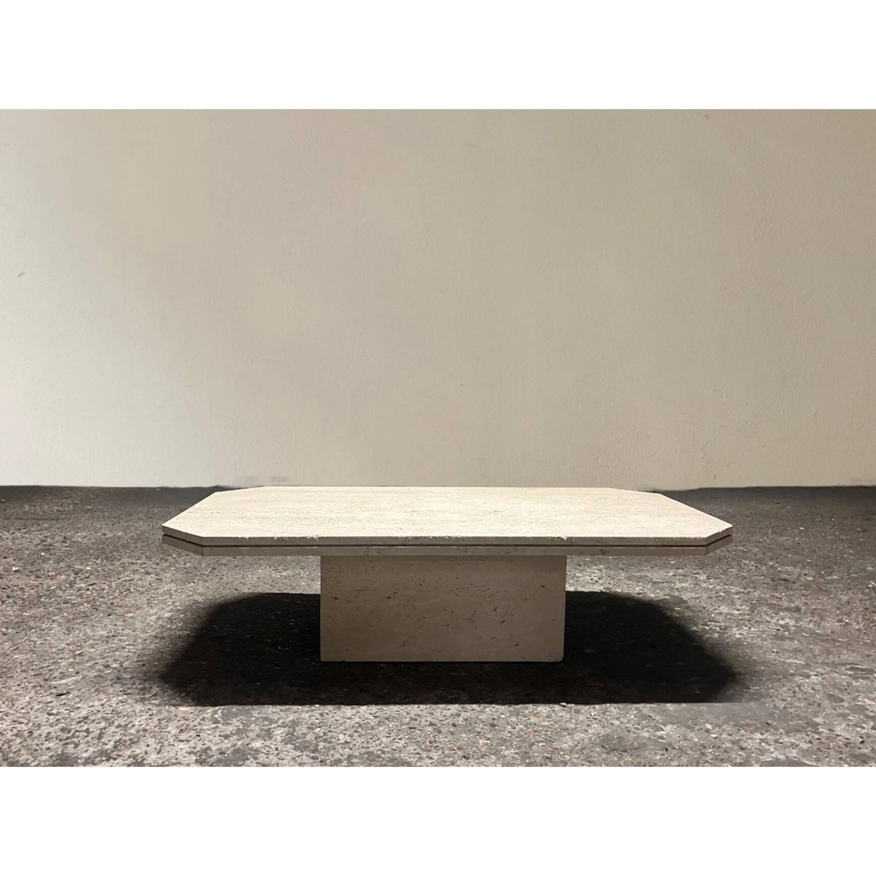 Designer coffee table in raw travertine, mid-20th century, Italy, 1970s