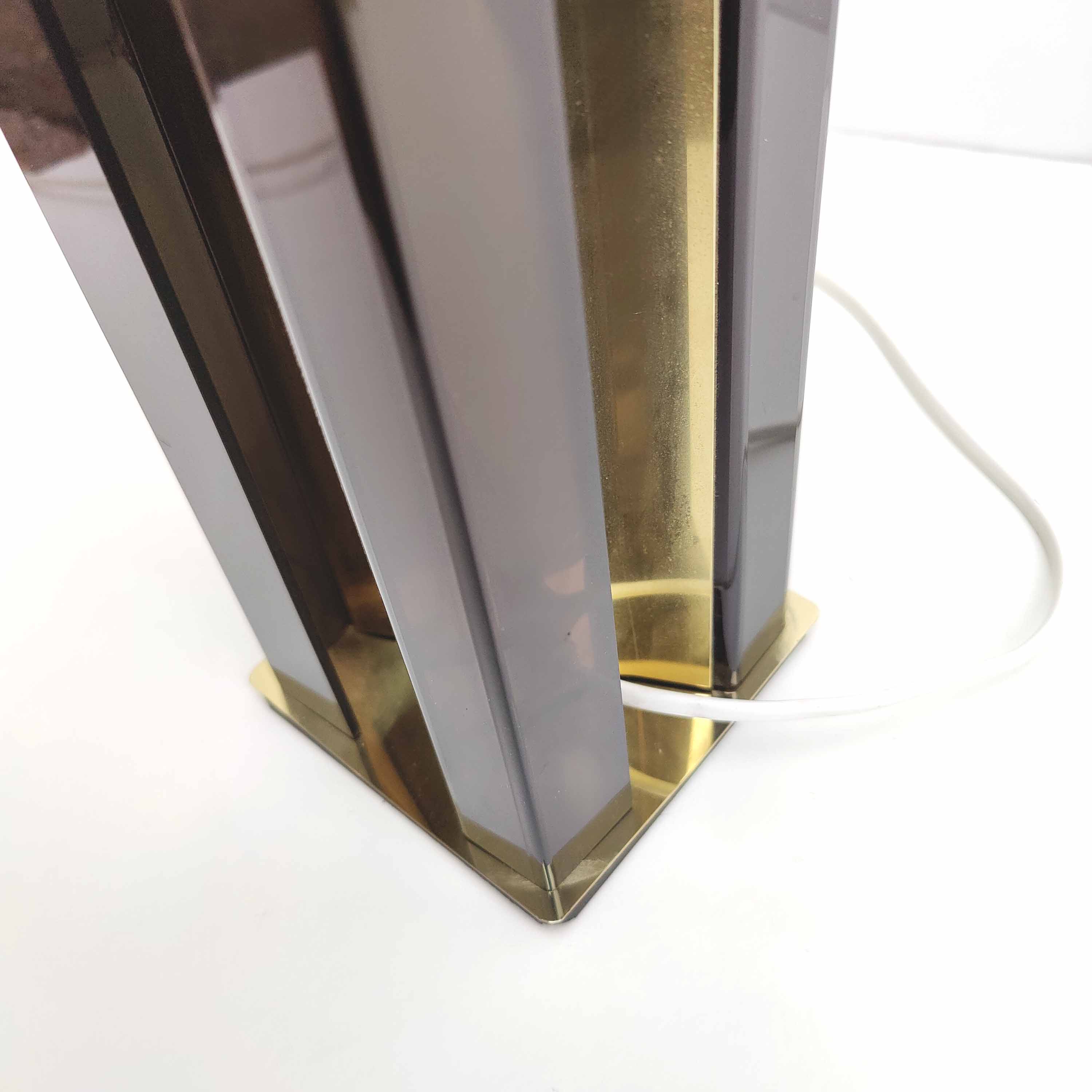 Plexiglas lamp and gold metal 70s
