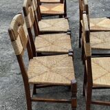 Set of 6 chairs and 2 armchairs, Brutalist style, 1950s