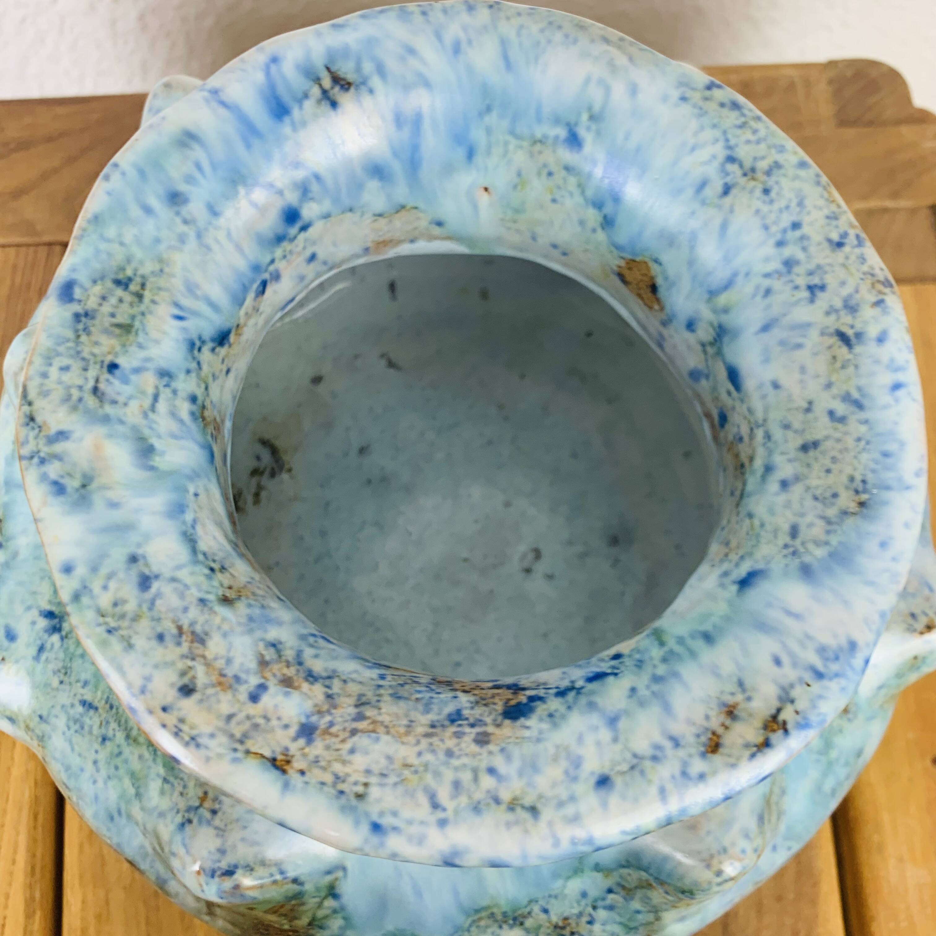 Vintage blue free-form ceramic vase