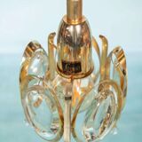 Vintage brass and crystal suspension Palwa, mid-century suspension.