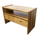 Low furniture Maison Regain solid elm 1960 with drawer