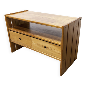 Low furniture Maison Regain solid elm 1960 with drawer