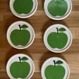 Set of 6 coasters Herrandiz Green Apple Vintage 1970