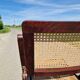 Set of 2 folding chairs in wood and cane.
