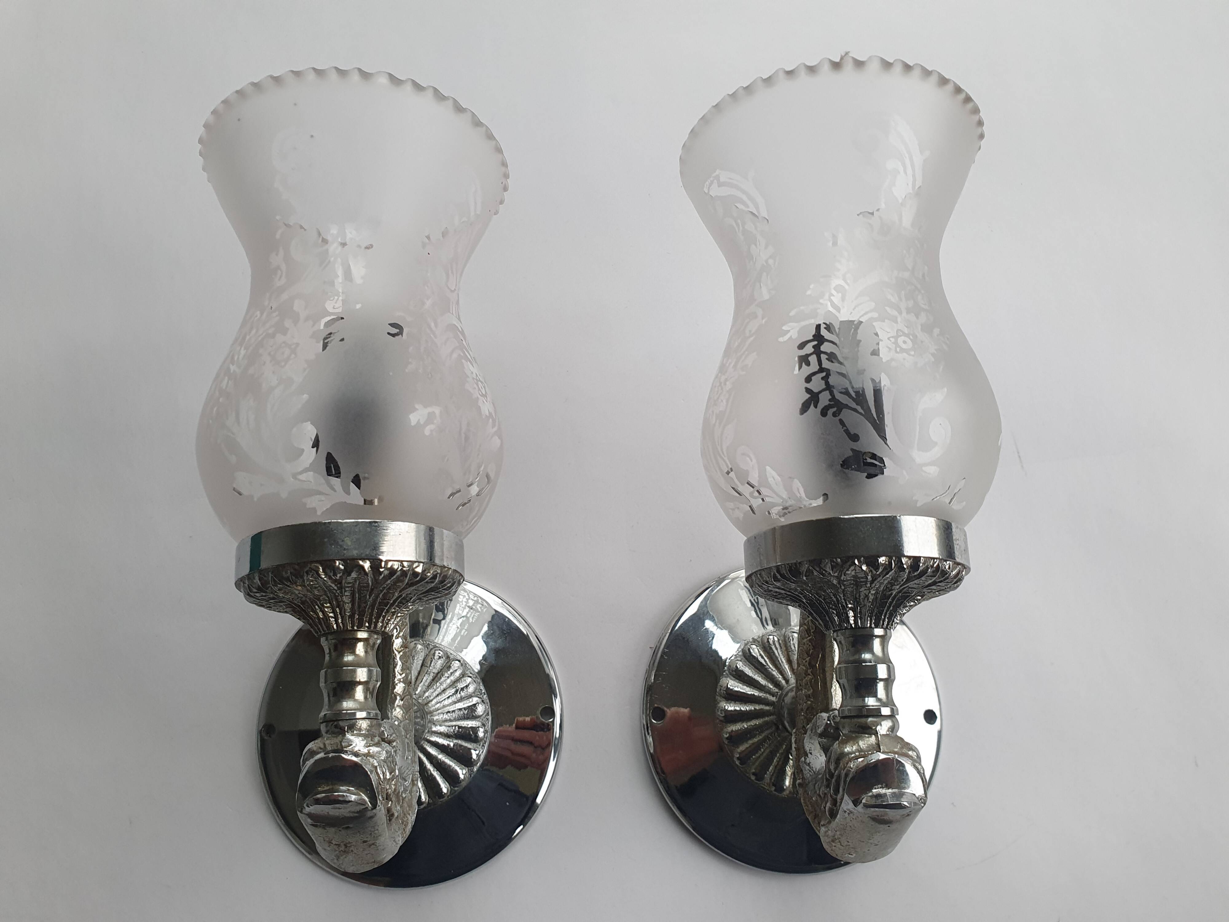 Pair of vintage chrome wall sconces