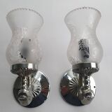 Pair of vintage chrome wall sconces