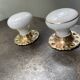 pair of round porcelain and copper Art Deco handles