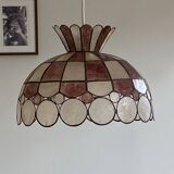 1950s vintage pendant light with mother-of-pearl shade