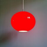 Large Space Age pendant light in red opaline, 1960s-70s
