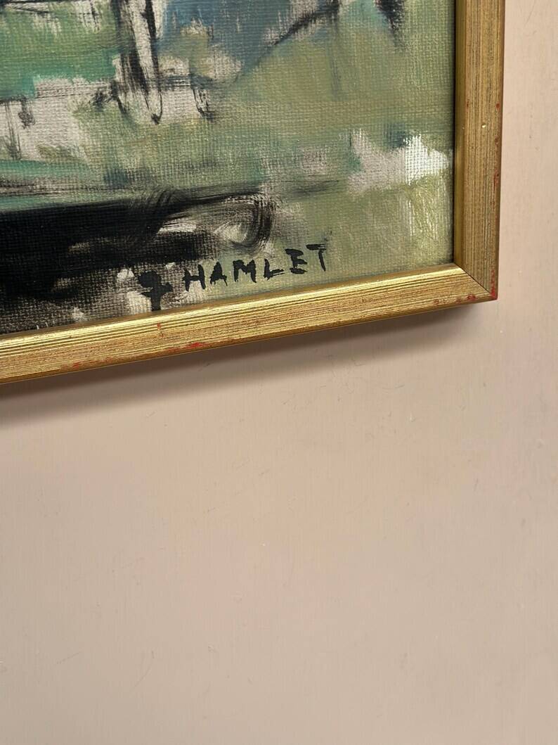 Original Swedish Oil on Canvas – “Abstract Landscape” by S. Hamlet – Dated 1960 – Vintage and Framed – 66 × 48 cm (26" × 18.9")