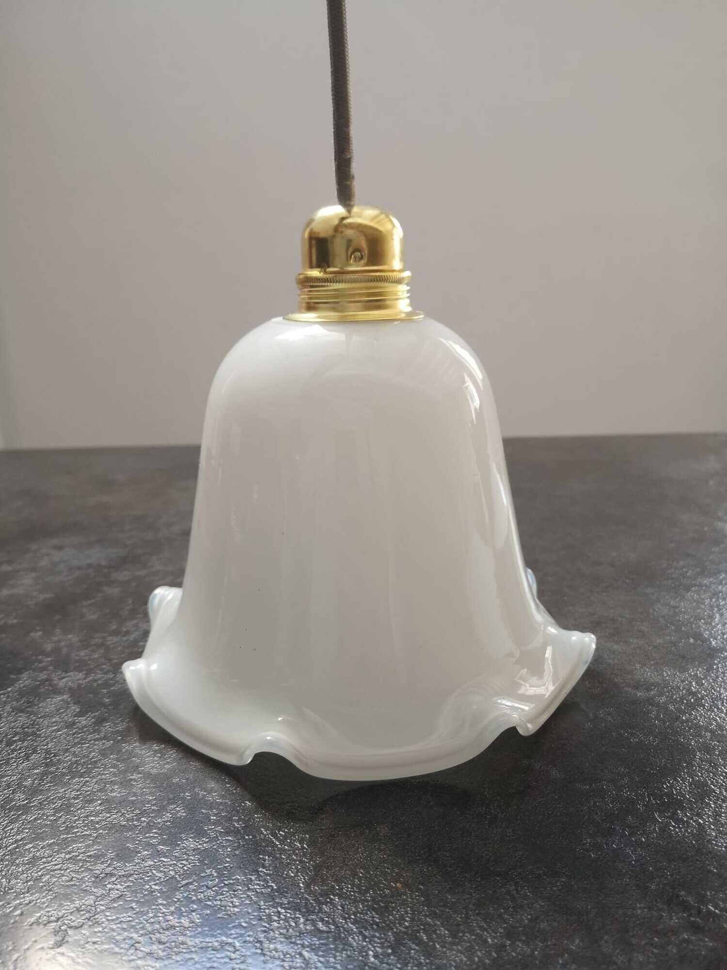 Old large lampshade tulip suspension opaline vintage 60/70' H 14 cm TBE