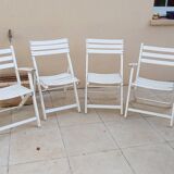2 chairs and 2 vintage wooden garden lounge armchairs dejou