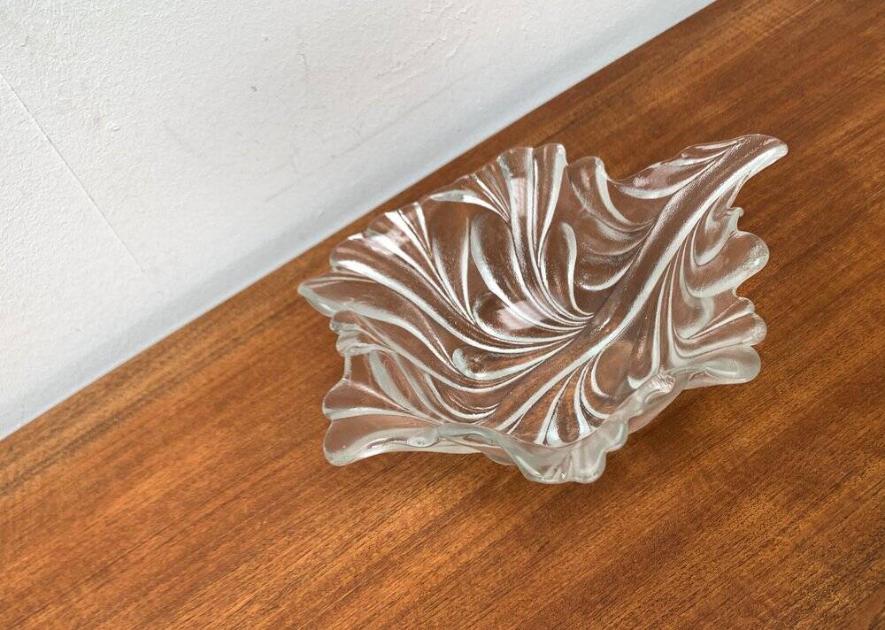 Heavy vintage German floral glass bowl by Walther Glas, 1970s.