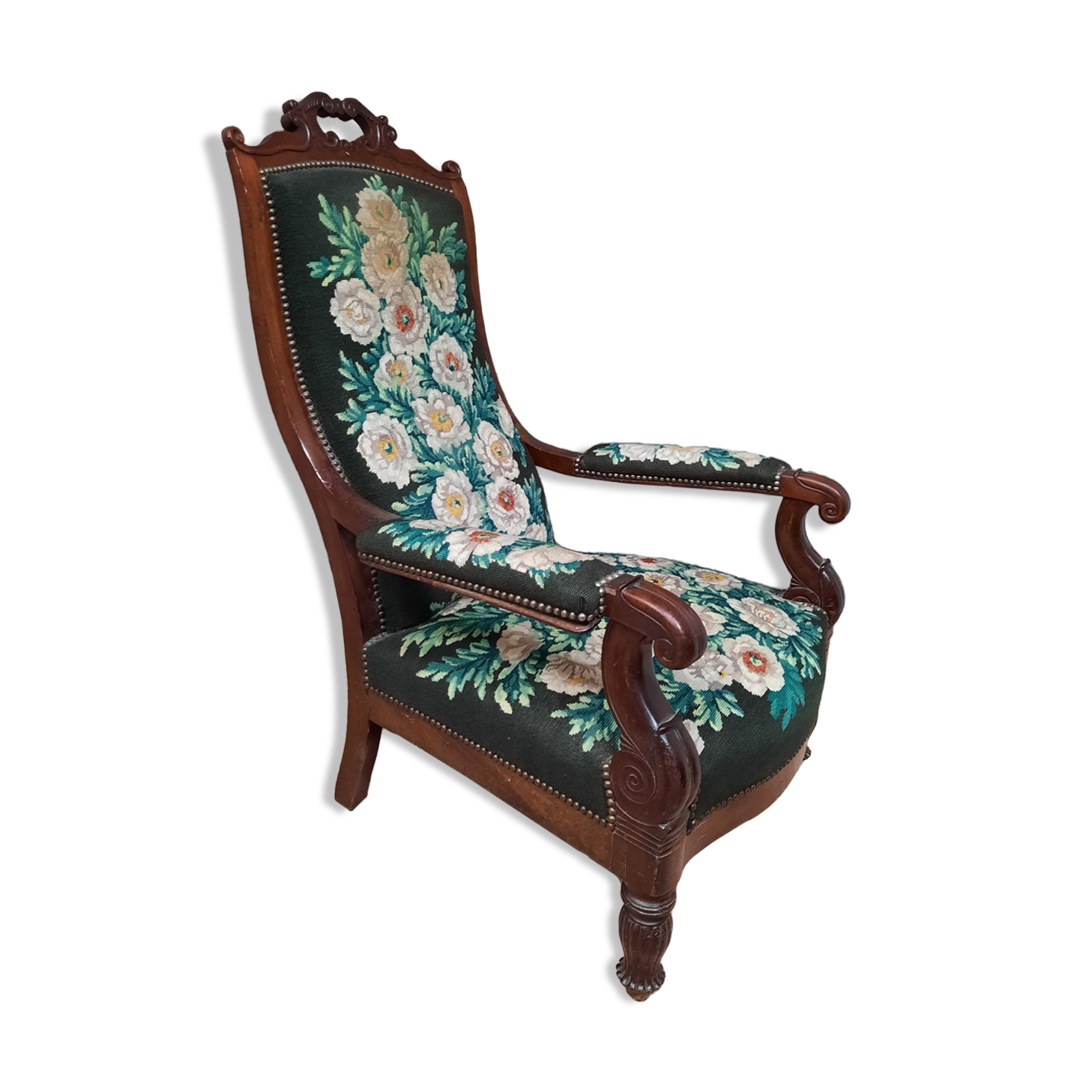 Stamped voltaire armchair