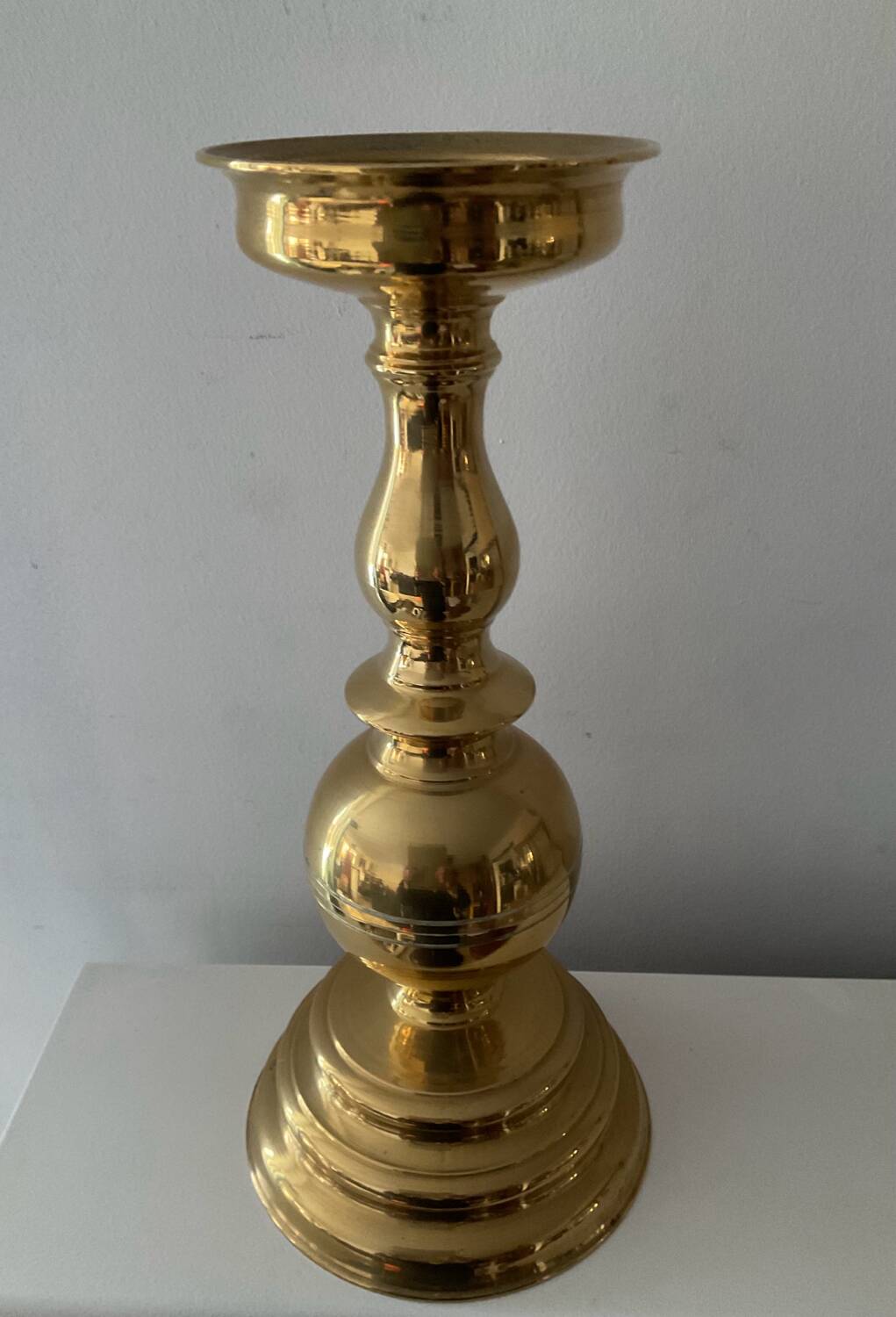 Antique candle holder in solid bronze