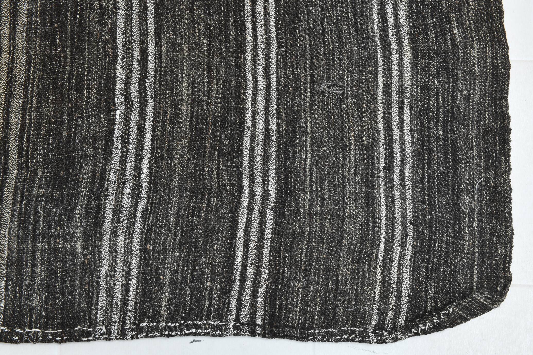 Contemporary Black & Gray Vintage Kilim Rug, 202x244Cm