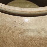 Old grease pot or confit in glazed rustic sandstone vase storage pencils brushes kitchen