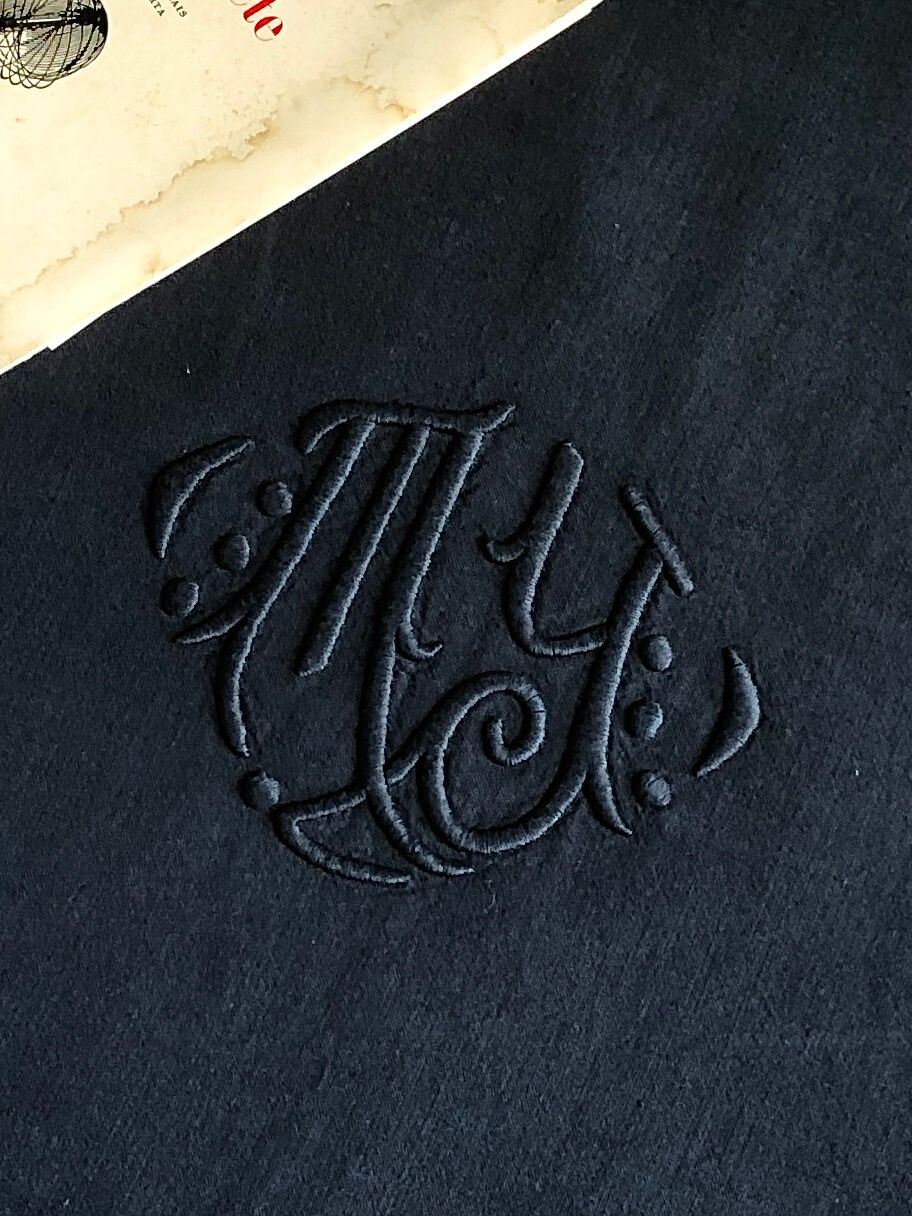 Old sheet in pure washed linen tinted in charcoal black
