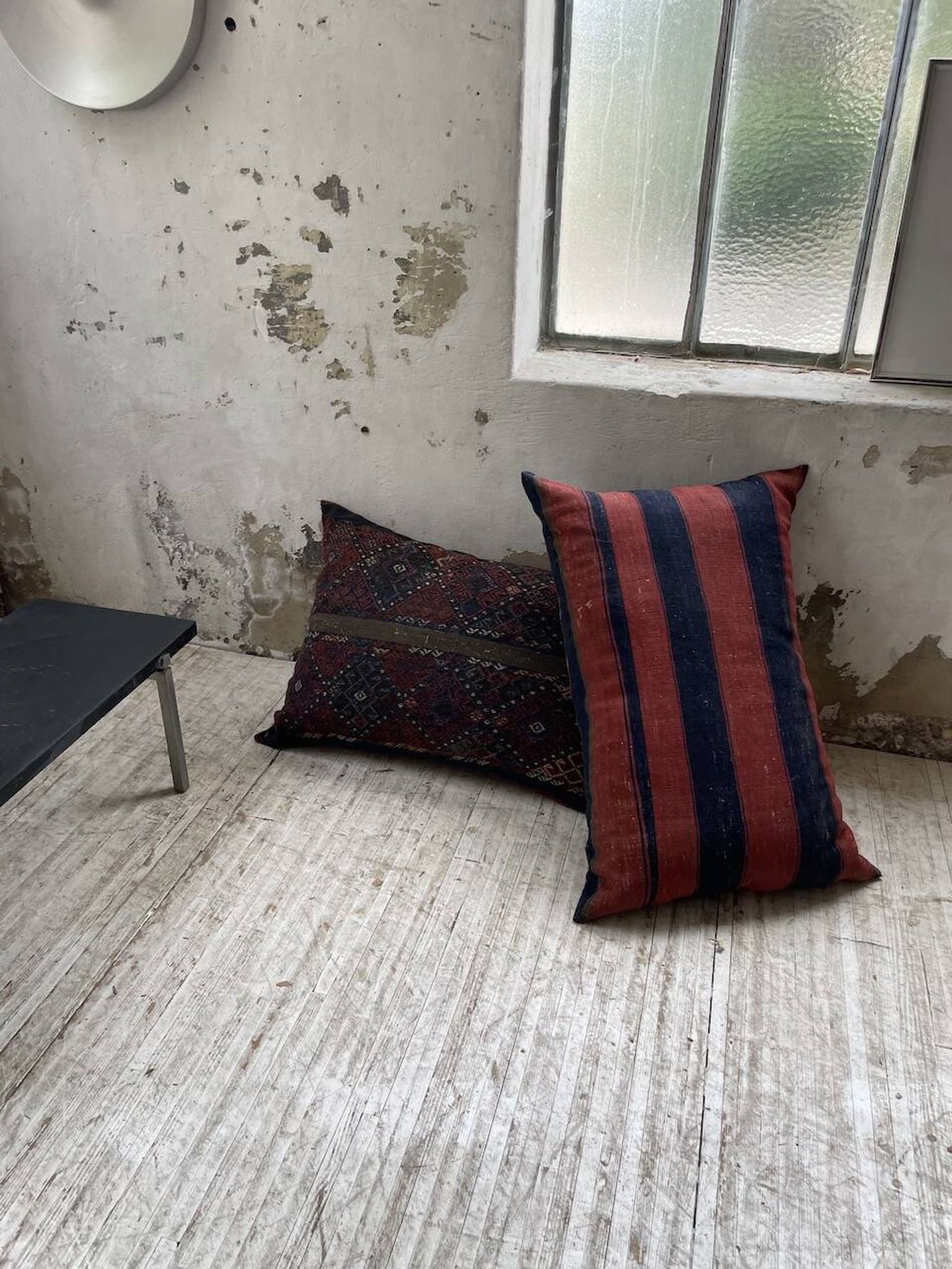Pair of vintage XXL Kilim cushions