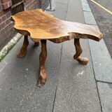 Brutalist coffee table in solid olive tree, period around 1960