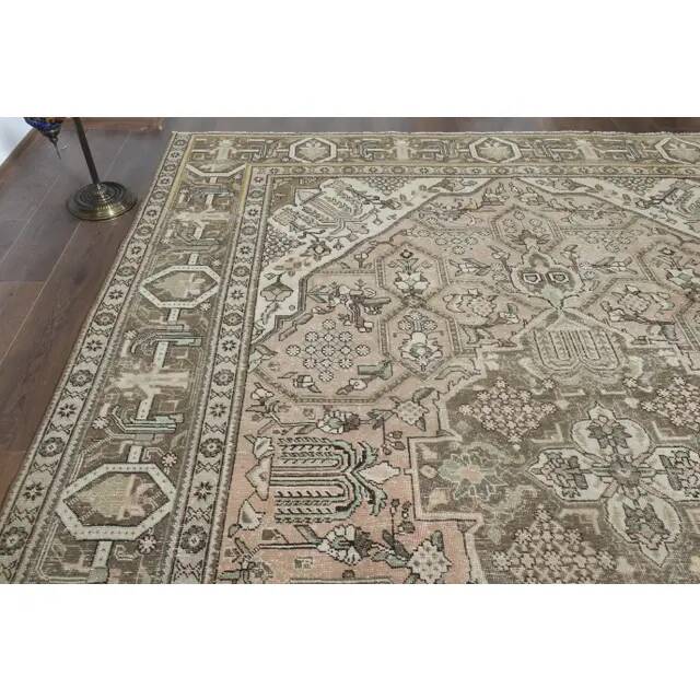 1970s Vintage Persian Handmade Wool Orange Area Rug 298x370