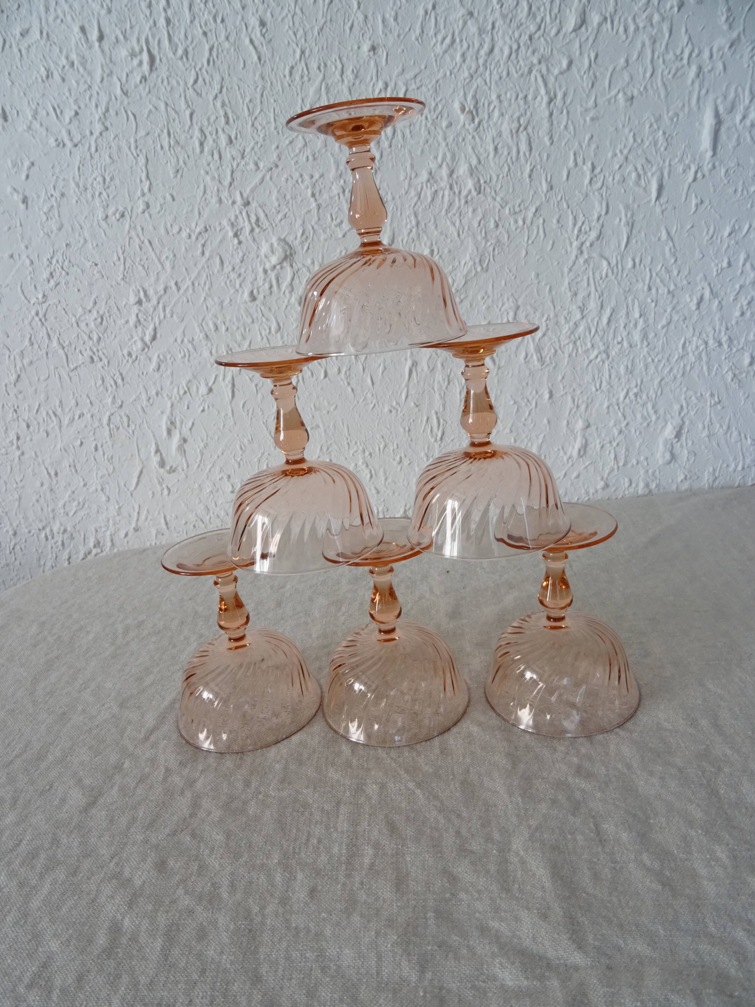 6 glasses dessert or champagne rosaline luminarc 480323 pink glass