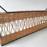 Vintage rattan & steel shelf 1950