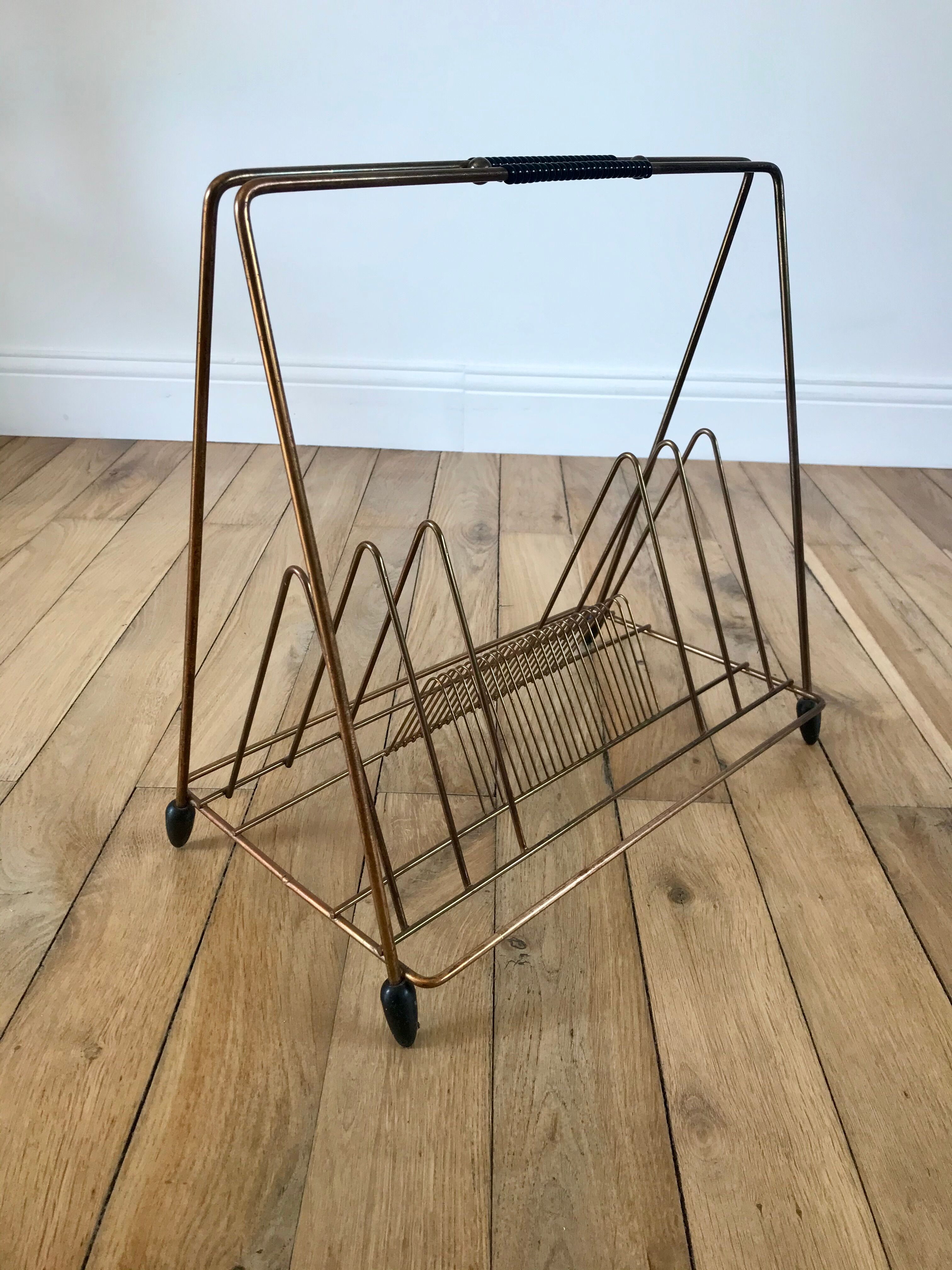 Magazine holder in gilded metal / copper 60s