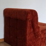 Rusty velvet low chair without arms
