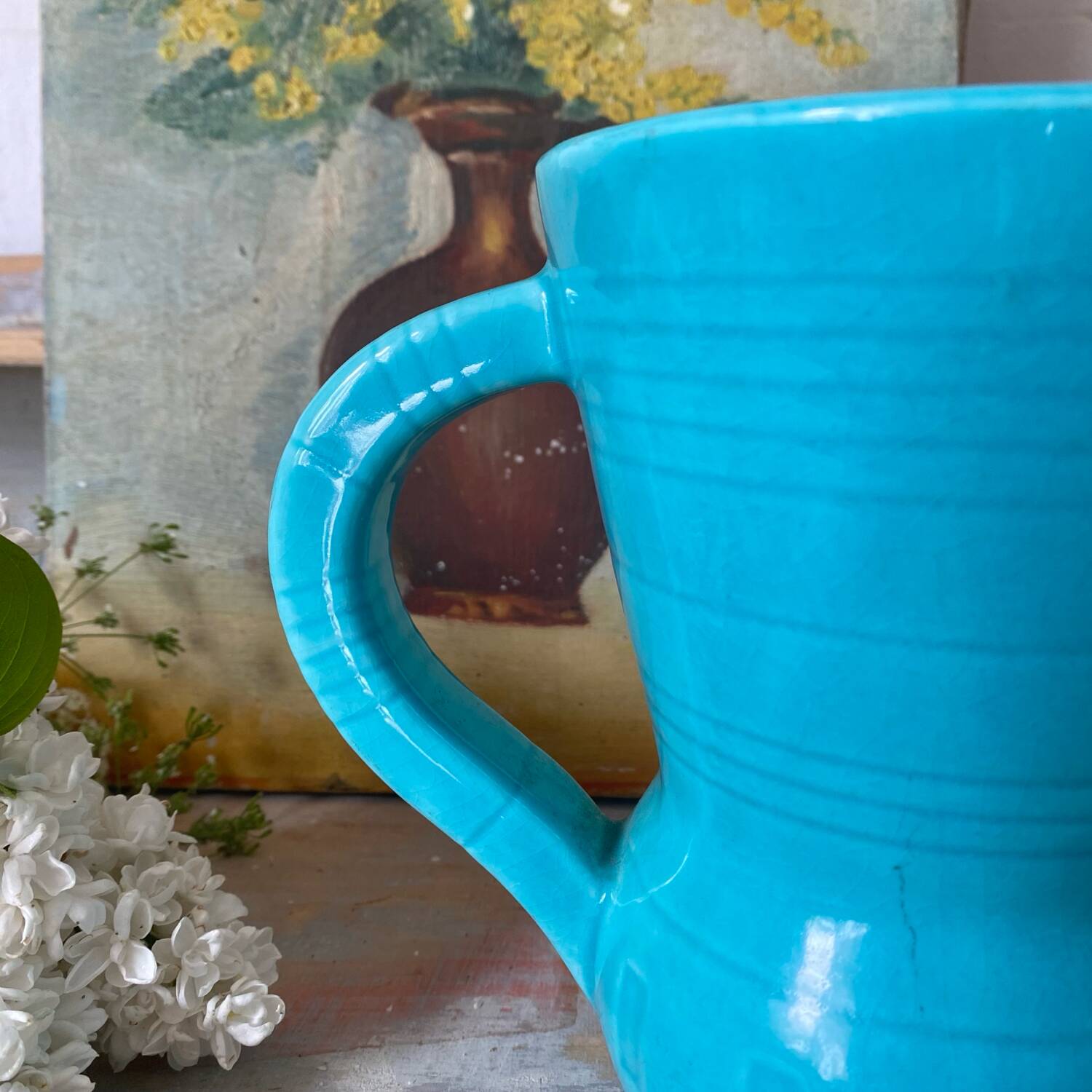 Turquoise Pichet Digoin from the 1950s