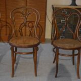 Set of 4 bentwood caned bistro chairs in beech wood, JACOB-JOSEF KOHN, 1900s