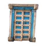 Old Indian door in old teak, piece and patina of origin