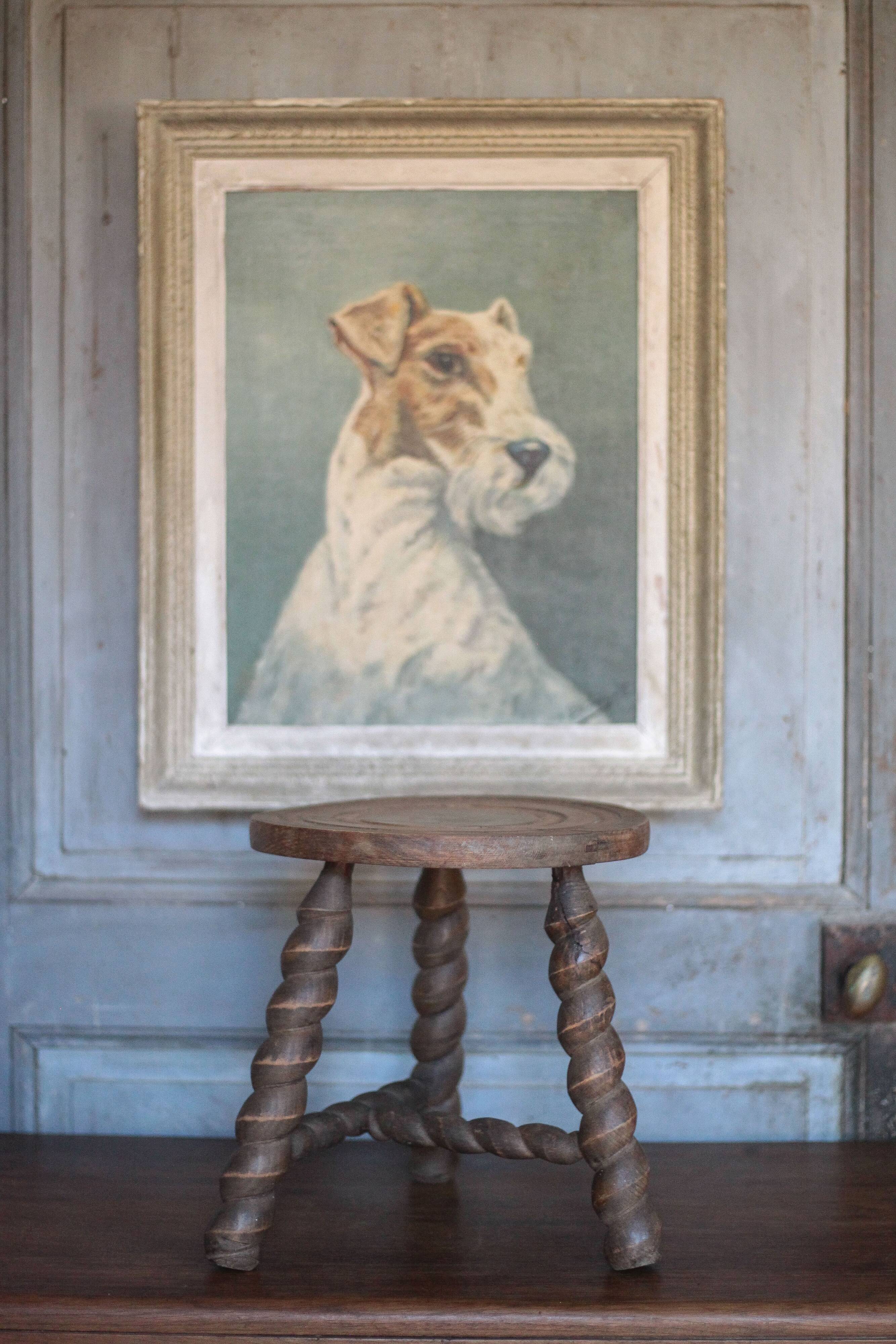 Vintage stool, old wooden stool, tripod stool