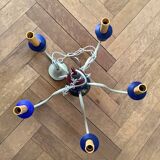 Vintage 5-branch chandelier in wood and metal