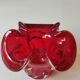 Murano empty pocket Floral shape 3 petals. In Murano Italian blown art glass. Ruby red