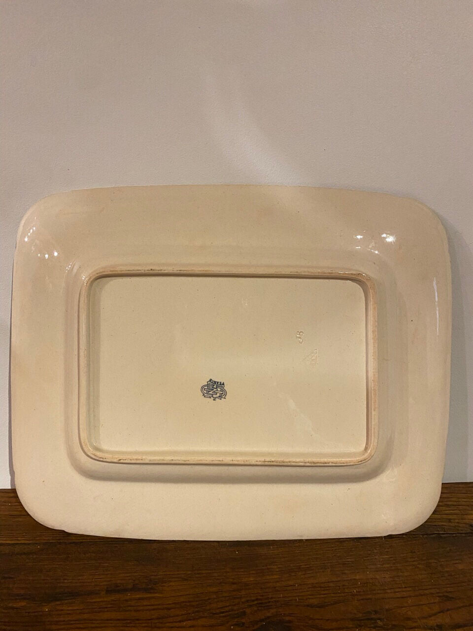 Rectangular dish, Manufacture de Gien, model Carré Bleu